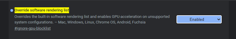 Chrome ignore gpu block list flag